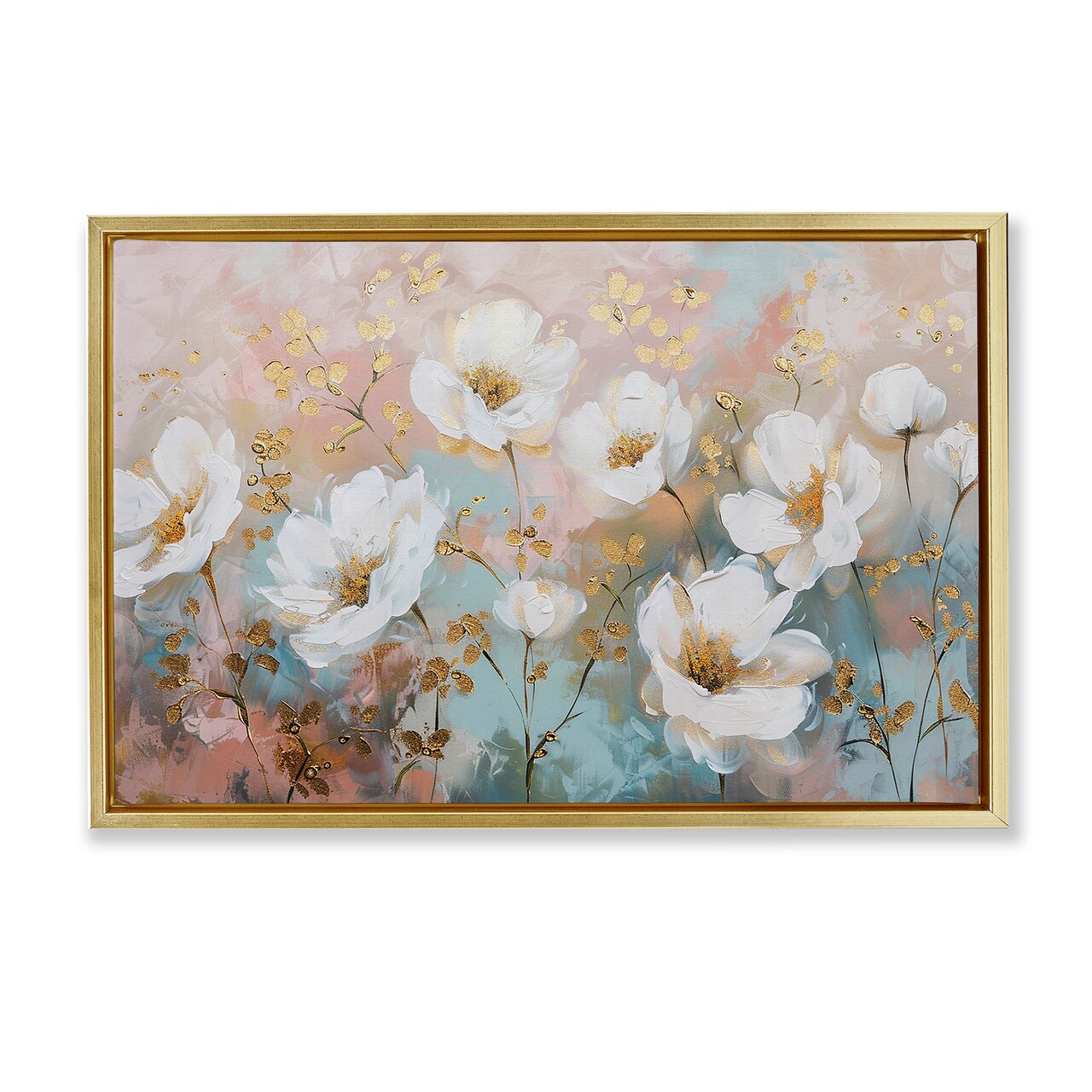 Stupell Industries Gold Flecked Poppies Floater Framed Canvas Wall Art Design by LSR Design Studio